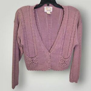 Vintage Cottagecore Mauve Knit Cardigan